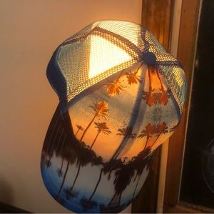Salt Life Blue Palm Tre Embroidered Graphic Fishing Trucker Mesh Snapback Cap